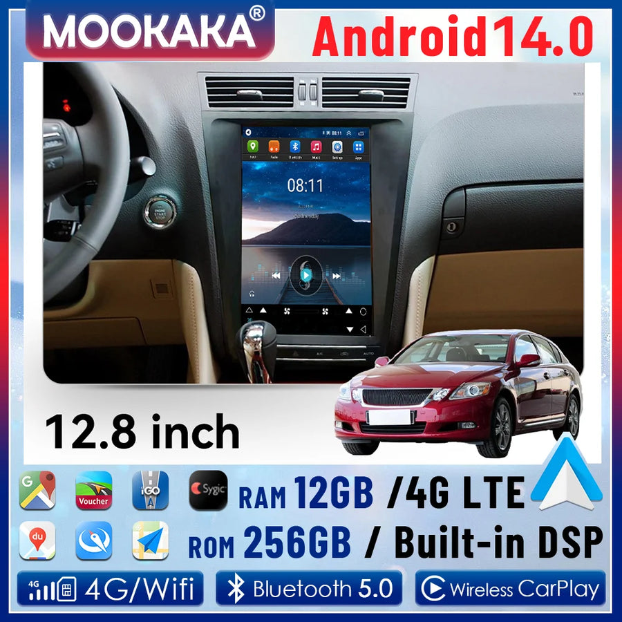12.8-inch Android Head Unit with GPS for Lexus GS 2005–2010 Android Head Unit Aotsr
