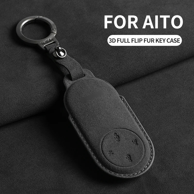 Suede Car Key Case Cover for Aito M9 2024 Car Key Protective Shell Accessories Car Key Case Cover OEM