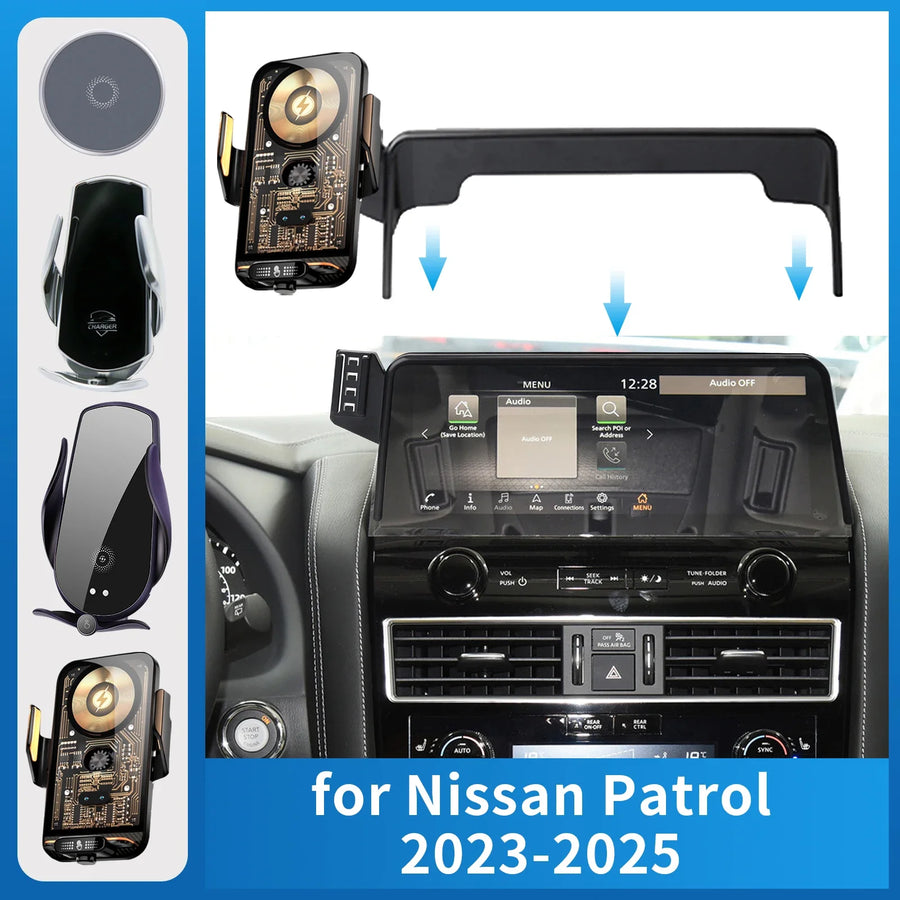 Adjustable Navigation Phone Stand for Nissan Patrol 2023 2024 Car Phone Holder CATUSIKI