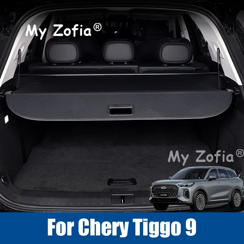 For Chery Tiggo 9 2025-2026 Car Cargo Cover Trunk Retractable Parcel Rack Waterproof Shield Privacy Cargo Cover Auto Accessor
