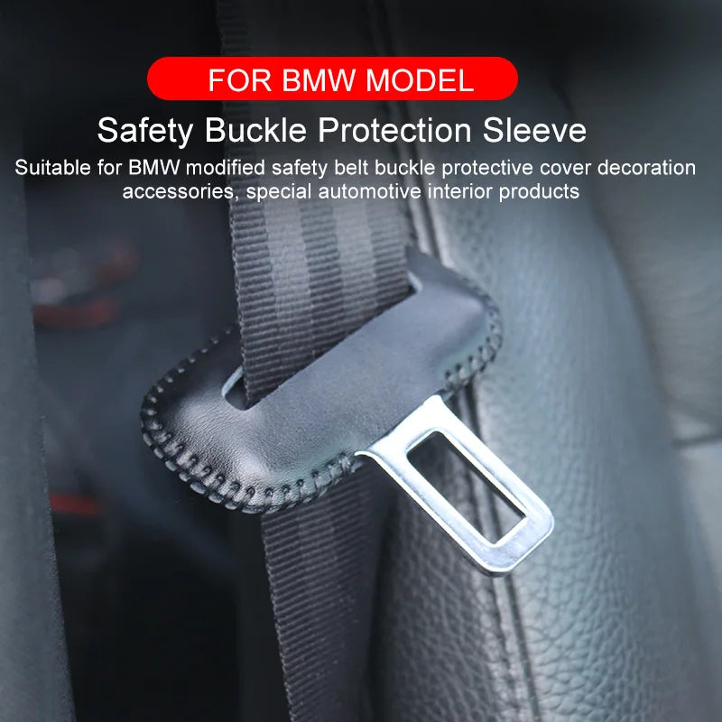 Leather Seat Belt Buckle Cover for BMW Series Car Interior Accessory LINGLUYANG