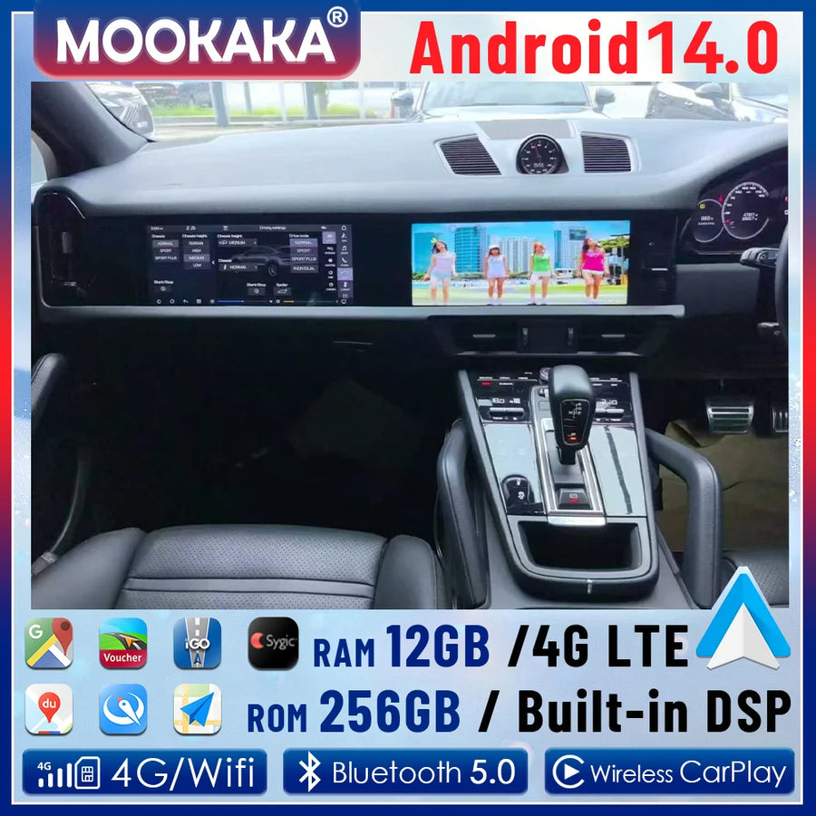 24.6" Android 14 Head Unit for Porsche Panamera 2018–2023 Android Head Unit Aotsr Customizable colors Eight Core