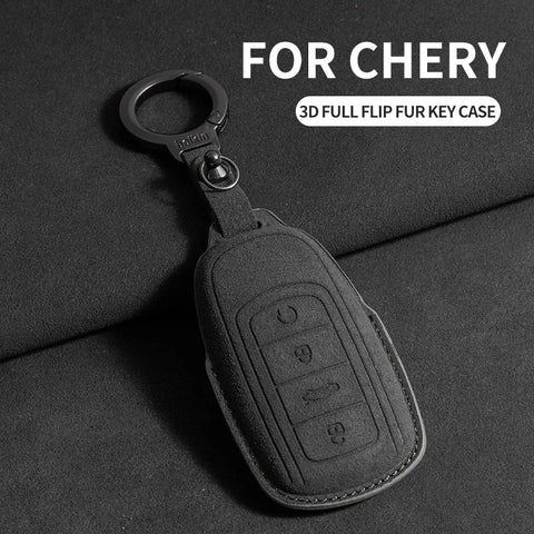 Car Key Case Shell for Chery Tiggo 8 Pro, 8plus, New 5, 7pro - Suede Car Keychain Car Key Case OEM