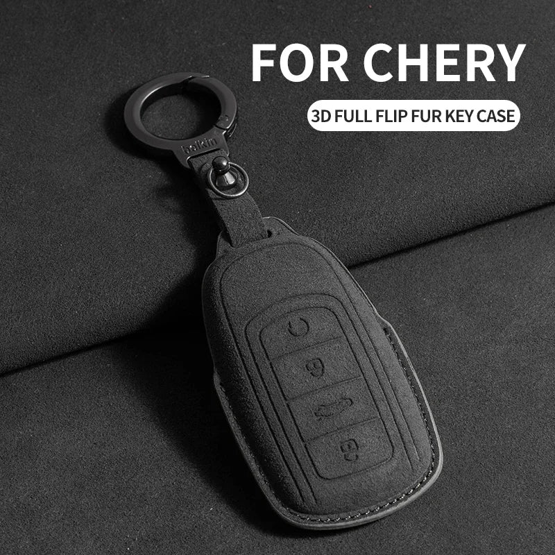 Car Key Case Shell for Chery Tiggo 8 Pro, 8plus, New 5, 7pro - Suede Car Keychain Car Key Case OEM