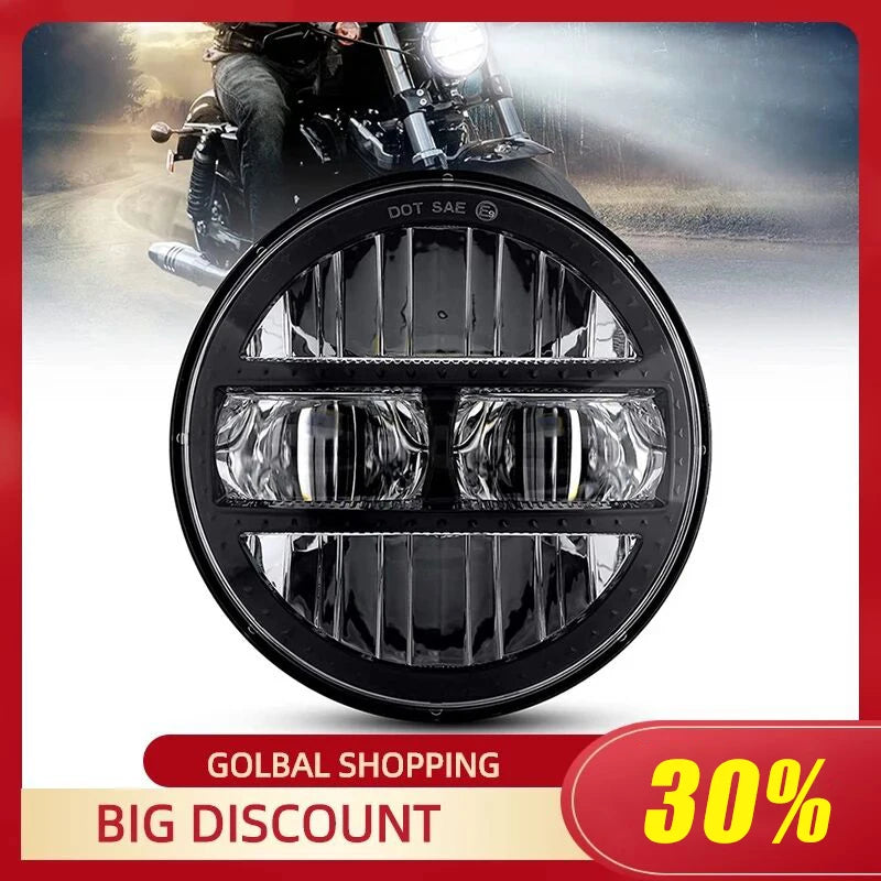 Black 5.75Inch Motorcycle Projector Led Headlight 5.75" H4 Headlamp With DRL For Harley Bike For Sportsters XL XG XR VRSCD Dy