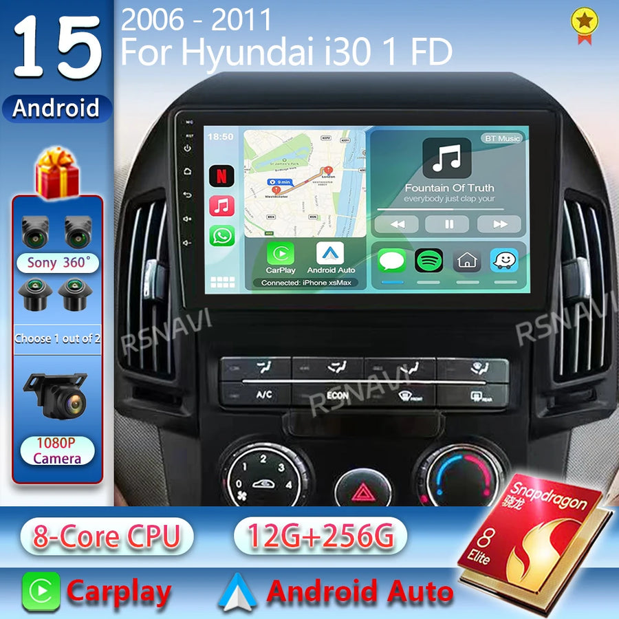 9-Inch 2K QLED Android Head Unit for Hyundai i30 2006–2011 Android Head Unit RSNAVI