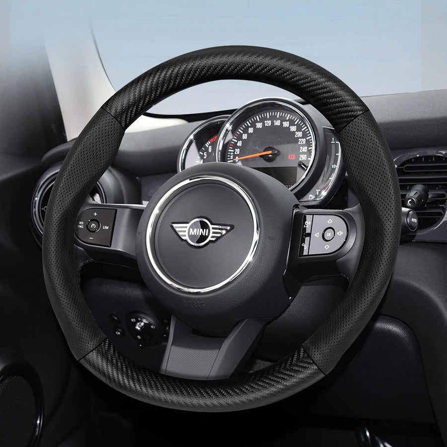 Carbon Fiber Leather Wheel Cover for Mini R50 R56 Car Interior Accessory Hocasen