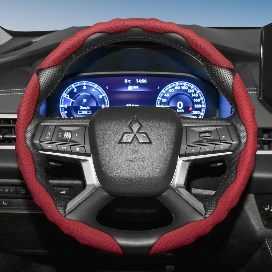 Wavy Breathable Wheel Cover for Mitsubishi Outlander Car Interior Accessory Hocasen Red 3-Piece Set