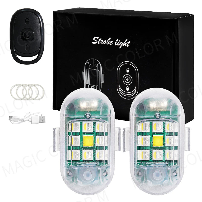 Wireless LED Strobe Warning Lights with Remote Control 2PCS LED Ambient Light MAGIC COLORM