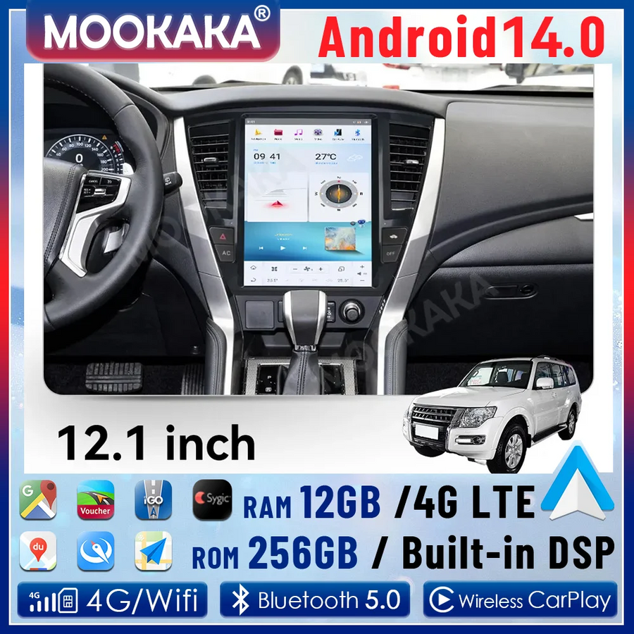 Android Multimedia Head Unit for Mitsubishi Pajero 2020–2024 Android Head Unit Aotsr 8G256G and 360Camera Eight Core