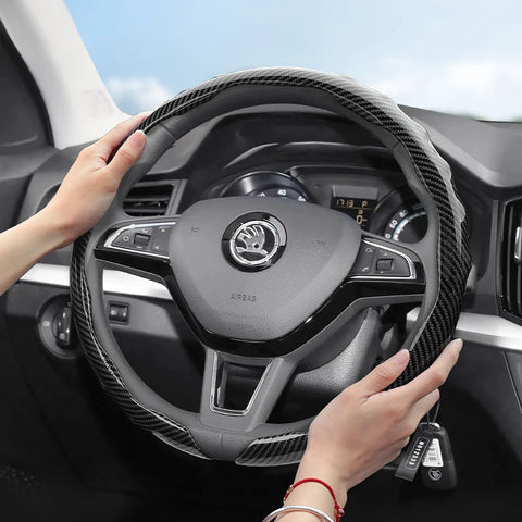 Steering Wheel Cover Carbon Fiber for Skoda Octavia Car Interior Accessory Hocasen