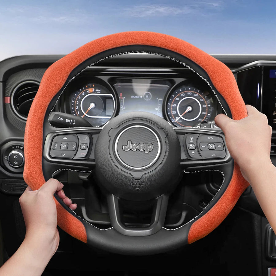 Jeep Premium Suede Steering Wheel Cover Car Interior Accessory Hocasen