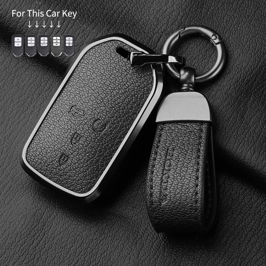 Metal and Leather Car Key Case Cover for Honda CRV and Civic Models Car Interior Accessory OEM