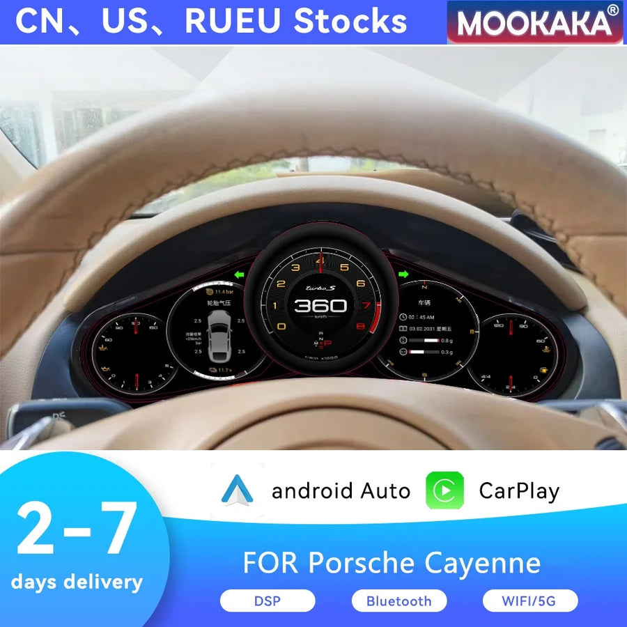 Digital LCD Instrument Cluster for Porsche Cayenne 2010–2017 Android Head Unit Aotsr
