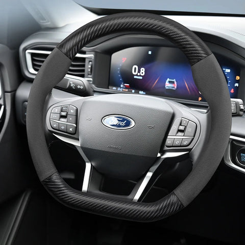 Carbon Fiber Texture Steering Wheel Cover for Ford Focus Car Interior Accessory Hocasen