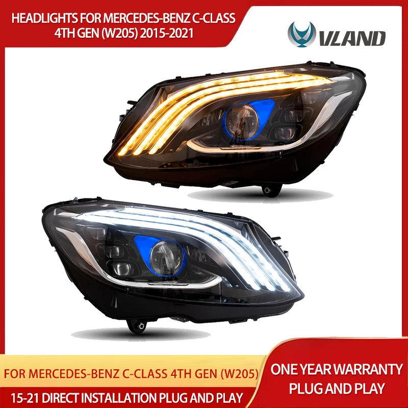 LED Matrix Headlights Black W205 15-21 Car Interior Accessory vland