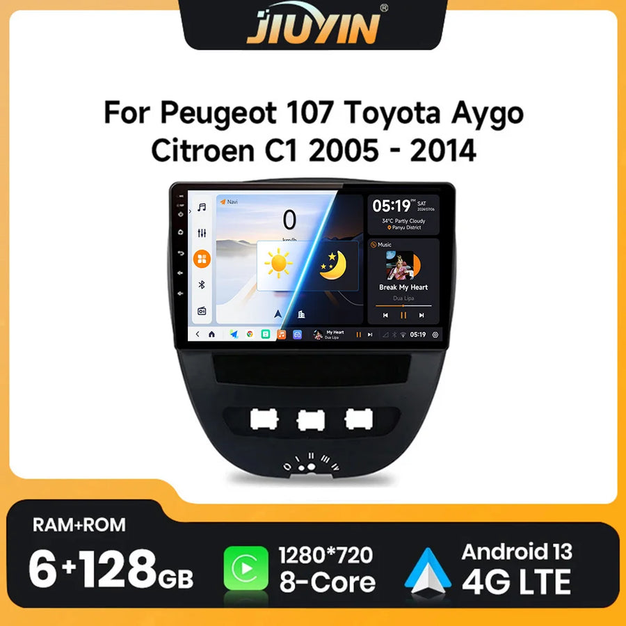 10-Inch Android Head Unit for Peugeot 107 Toyota Aygo C1 Android Head Unit JIUYIN