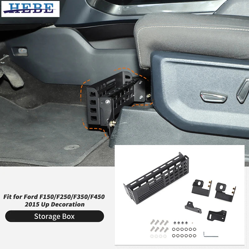 Under-Seat Storage Box Alloy for Ford F150 2015-2026 Car Interior Accessory HEBE