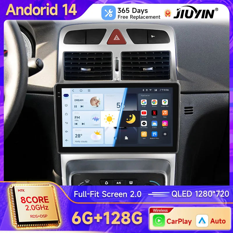 9-Inch Touchscreen Android Head Unit for Peugeot 307 2003–2012 Android Head Unit JIUYIN