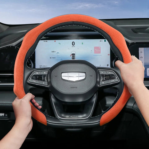 Suede Steering Wheel Cover for Geely Coolray Car Interior Accessory Hocasen