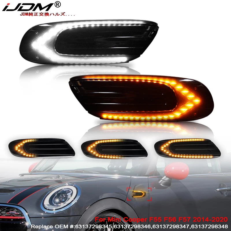 Dual-Color Sequential Side Marker Lights MINI Cooper Car Interior Accessory iJDM