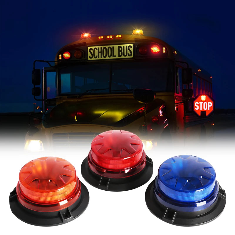 Magnetic LED Strobe Warning Light for Trucks Cars 12V-24V Car Interior Accessory MAGIC COLORM