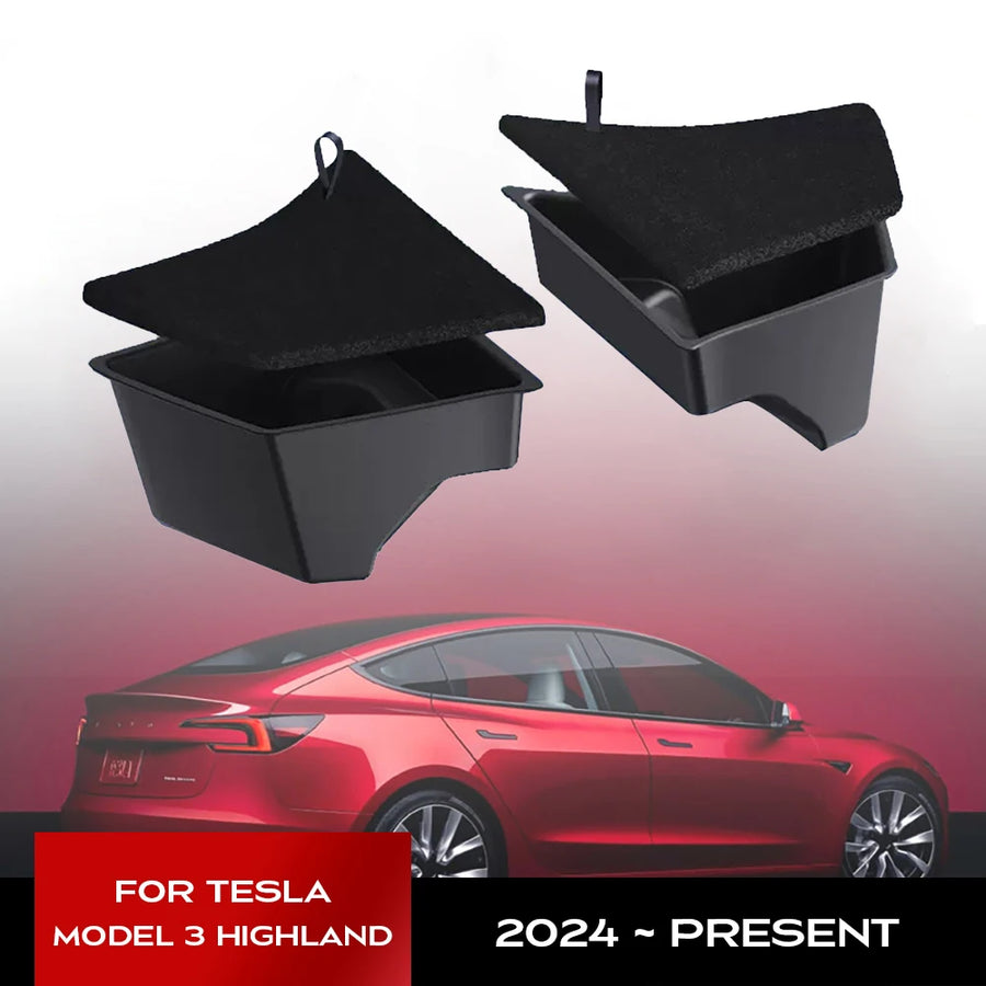 Rear Trunk Left Side Storage Box For Tesla Model 3 Highland 2024 With Cover Tail Boot Organizer Partition Decoration Accessor