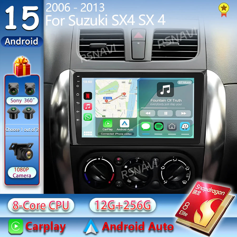 2K QLED Android 15 Multimedia Head Unit for Suzuki SX4 2006-2013 Android Head Unit RSNAVI