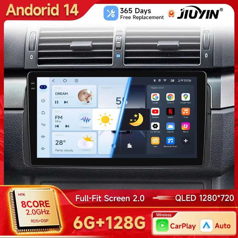 9-Inch Android 14 Head Unit for BMW 3 Series E46 1998–2006 Android Head Unit JIUYIN
