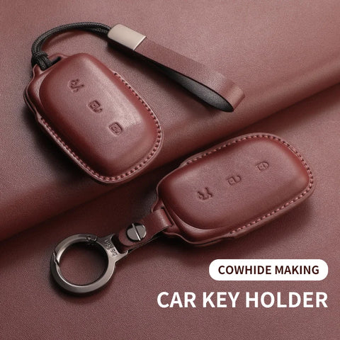 Car Key Case Cover Shell For Lynk & Co Z10 Z20 900 Max Pro Ultra Genuine Leather Remote Key Bag Cover Protector Keychain Hold