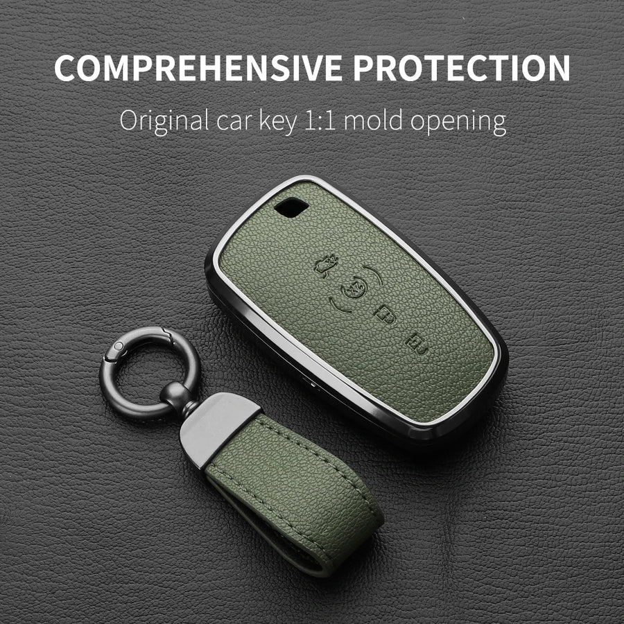 Metal and Leather Car Key Case Cover For Ford Car Interior Accessory OEM