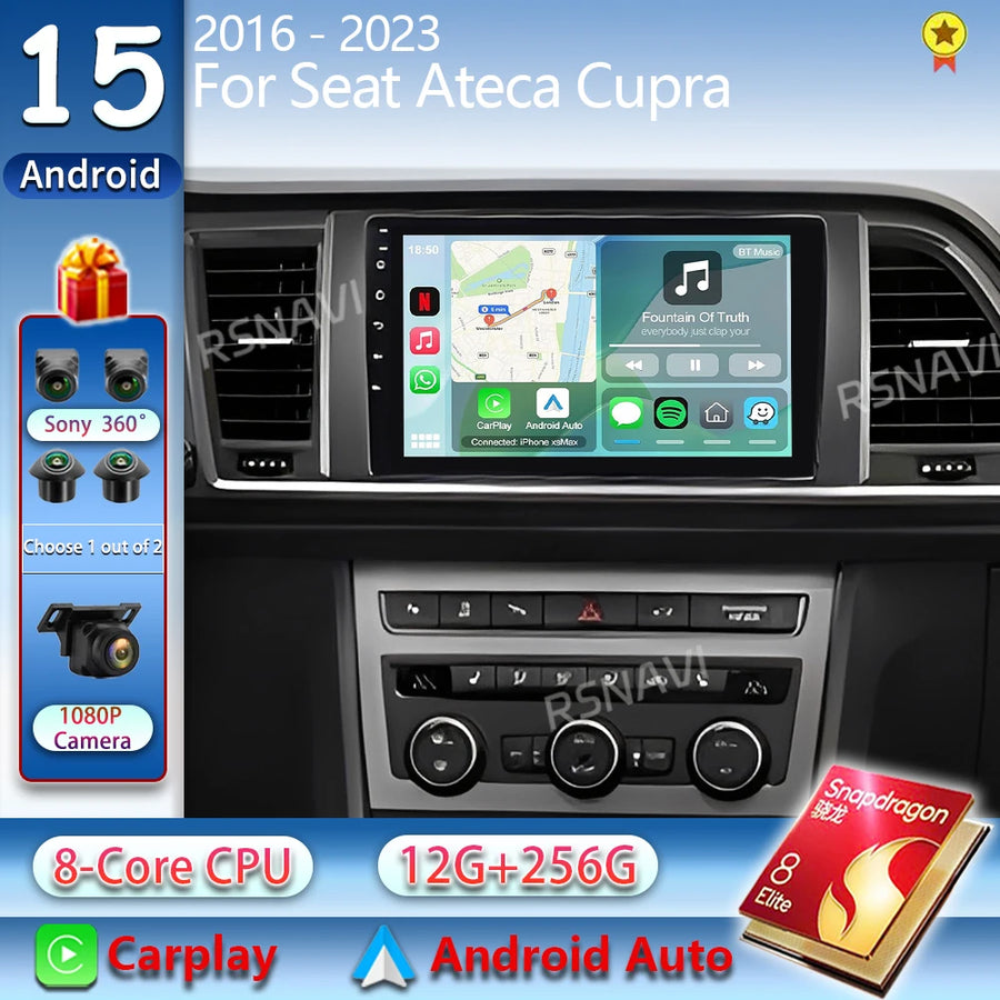 Android 15 2K Multimedia Display for Seat Ateca Cupra Android Head Unit RSNAVI