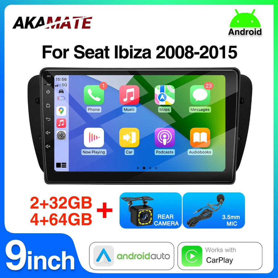 9in Android Head Unit GPS for Seat Ibiza MK4 08-15 Android Head Unit AKAMATE
