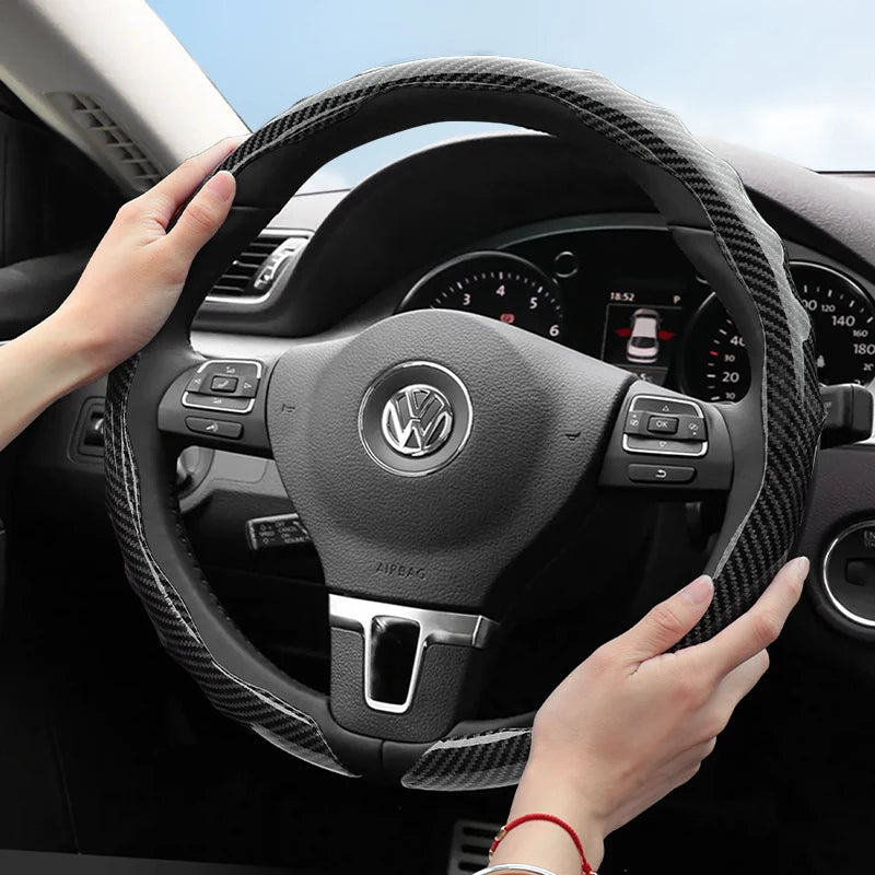 VW Carbon Fiber Wheel Cover for Golf Passat Jetta Car Interior Accessory Hocasen