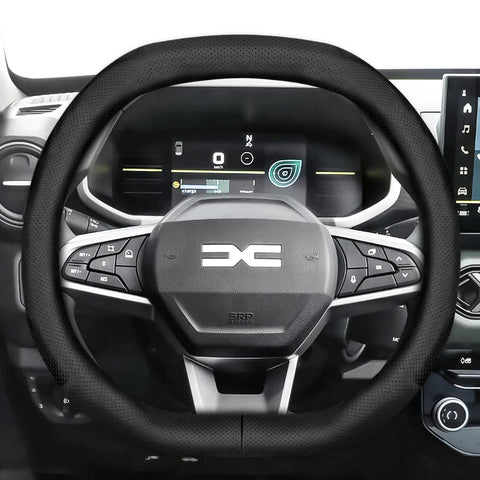 Steering Wheel Cover Ultra-Thin Leather Dacia Duster Car Interior Accessory Hocasen Black Punch Oval