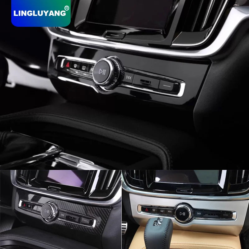 Carbon Fiber Audio Knob Cover for Volvo XC60 Car Interior Accessory LINGLUYANG