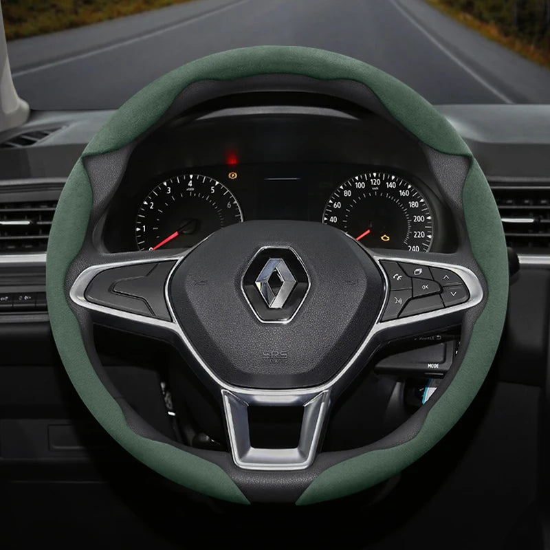 Suede Buckle Wheel Cover for Renault Megane Clio Car Interior Accessory Hocasen Green 3-Piece Set