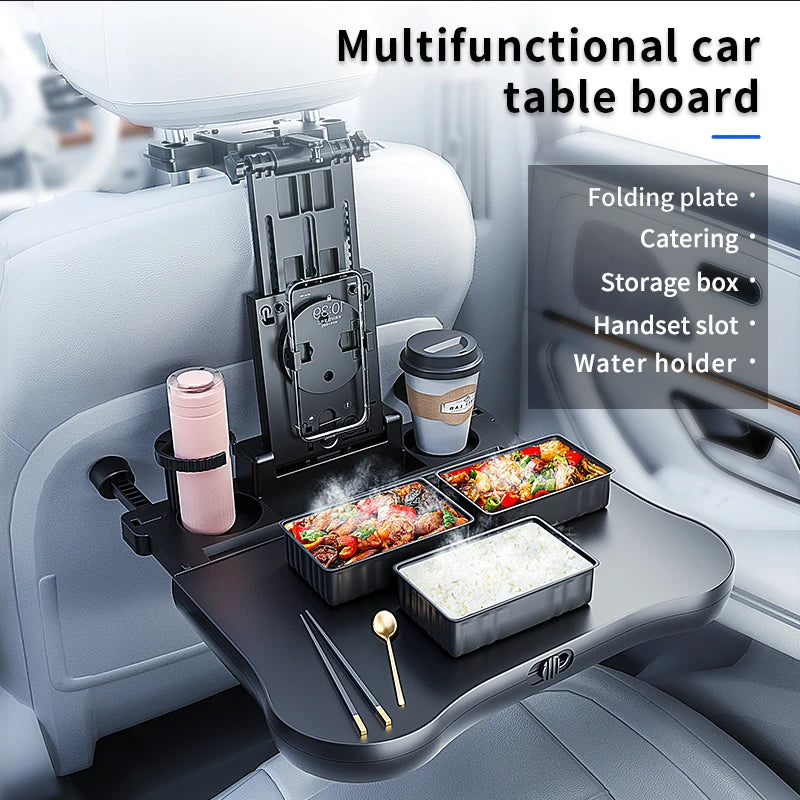 Upgraded Dual-Use Car Table for Steering Wheel and Backseat, with Phone Holder Cup Holder, Heavy-Duty 20kg Load Car Accessory