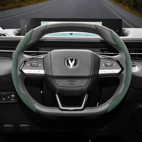 Anti-Slip Suede Wheel Cover for Changan CS35 Plus Car Interior Accessory Hocasen Green Oval 2PC