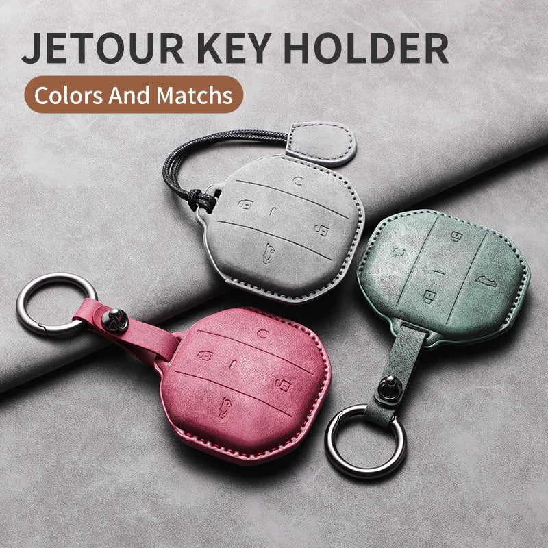 Car Remote Key Case Cover Shell For Jetour Freedom T1 Jetour Freedom T2 Traveller Sheep Suede Key Bag Cover Keychain Protecto