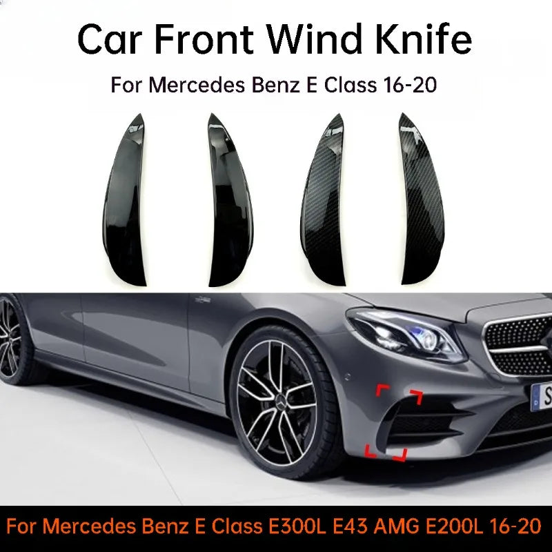 For Mercedes Benz E Class E300L E43 AMG E200L 16-20 Car Front Wind Knife Sticker Optimized Airflow Exterior Accessories Exter