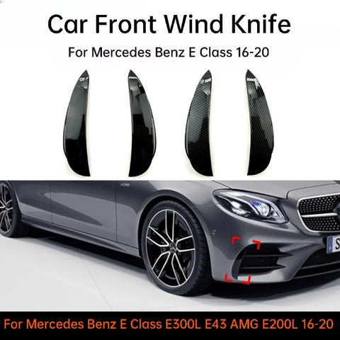 For Mercedes Benz E Class E300L E43 AMG E200L 16-20 Car Front Wind Knife Sticker Optimized Airflow Exterior Accessories Exter