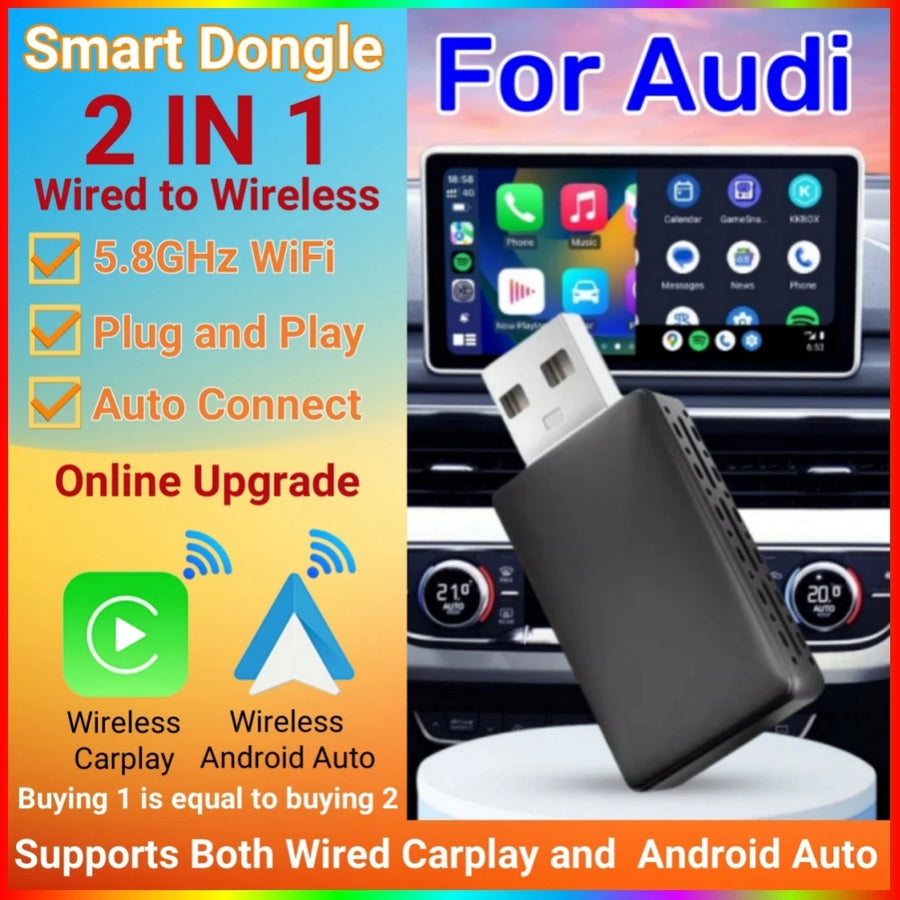 2-in-1 Wireless CarPlay and Android Auto Adapter for Audi CarPlay Adapter OEM