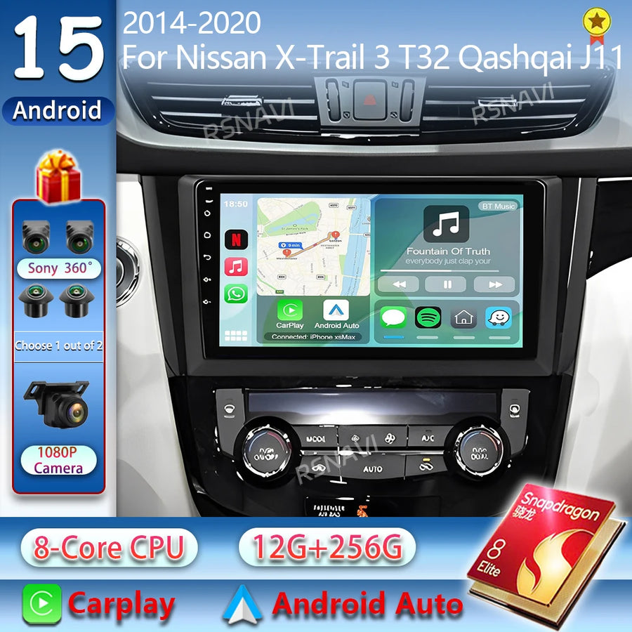 Android 14 Multimedia System for Nissan X-Trail Qashqai 2014-2020 Android Head Unit RSNAVI
