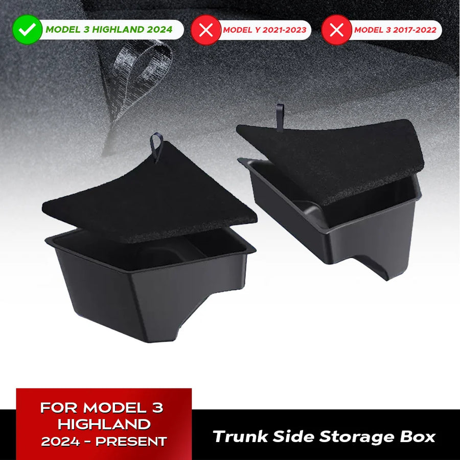 Rear Trunk Left Side Storage Box with Cover for Tesla Model 3 Highland 2024 Storage Box TEKSY