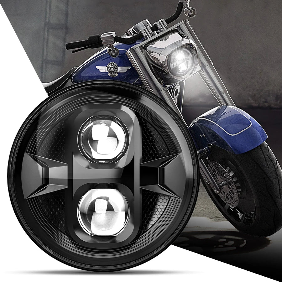 7 Inch Universal Motorcycle Led Headlight for Harley Davidson Softail Slim Fat Boy Lada Niva4X4 Uaz 12V 24V Car Interior Acce