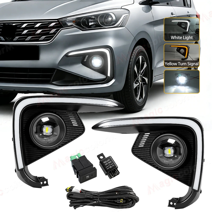 LED DRL Fog Lights for Suzuki Ertiga 2018-2020 Car Interior Accessory MAGIC COLORM DRL Fog Set White