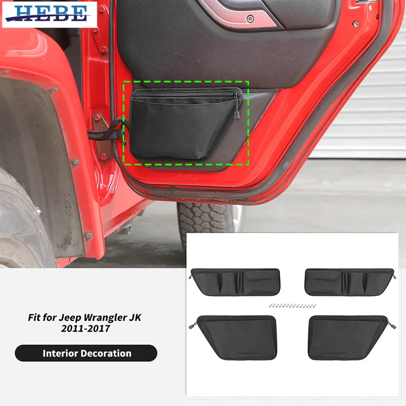 Front Door Storage Bag for Jeep Wrangler JK 4-Door Car Interior Accessory HEBE
