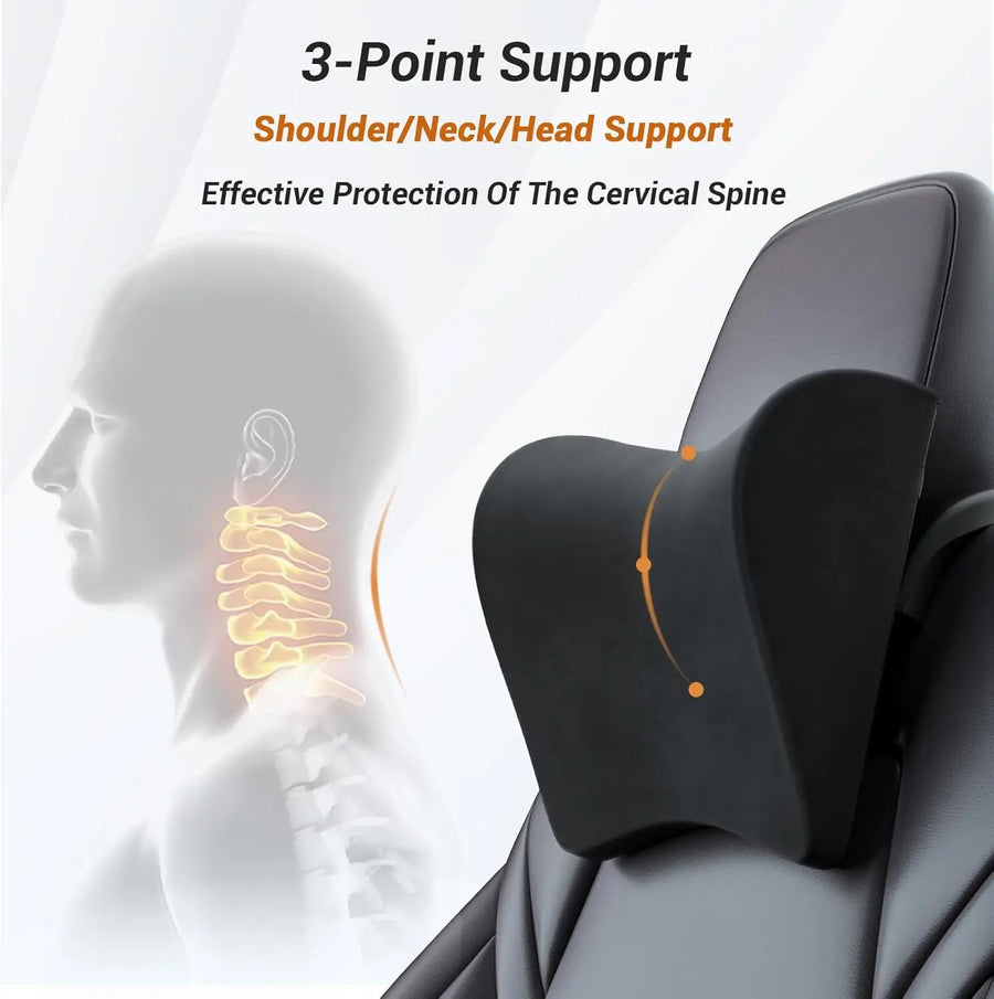 Model 3/Y Neck Pillow: Ergonomic Memory Foam Support & 2.8" Height Adjustment for Ultimate Comfort Car Interior Accessory OEM