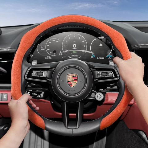Premium Suede Steering Wheel Cover for Porsche Cars Car Interior Accessory Hocasen